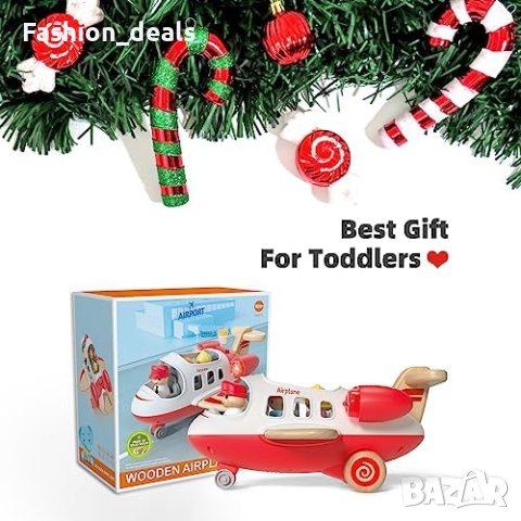 Нова дървена Играчка самолет за деца звук и светлина аеронавтика подарък, снимка 7 - Образователни игри - 42003052