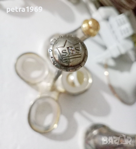 Комплект за подправки, със собствена стойка, посребрен, с позлатяване, снимка 3 - Аксесоари за кухня - 51953997