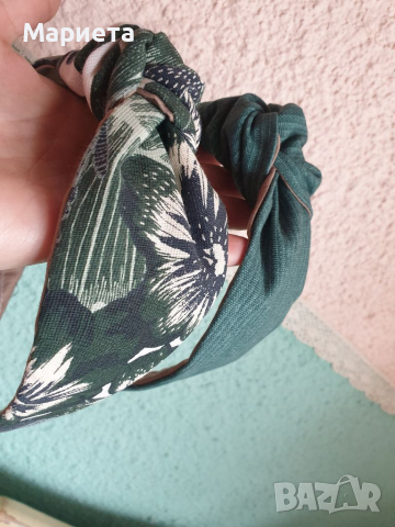 Диадеми с възел Деним Пастелни цветове Зелено Ръчна Изработка Аксесоари за коса Диадема , снимка 6 - Аксесоари за коса - 36329997