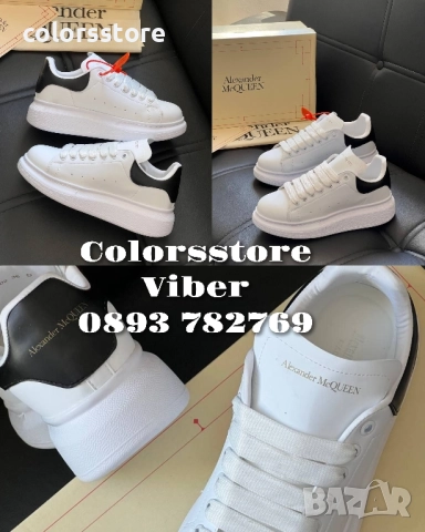 Бели кецове Alexander McQueen-черна пета/BR89p