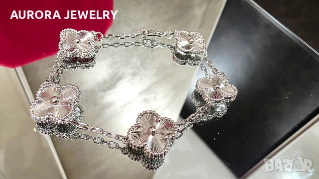 Van Cleef & Arpels VCA Silver Clear 5 Motifs Vintage Alhambra Дамска Гривна