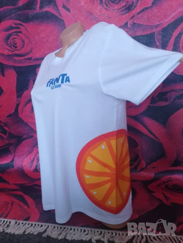 Нова Бяла тениска Fanta с щампа портокал Л, снимка 3 - Тениски - 50684919