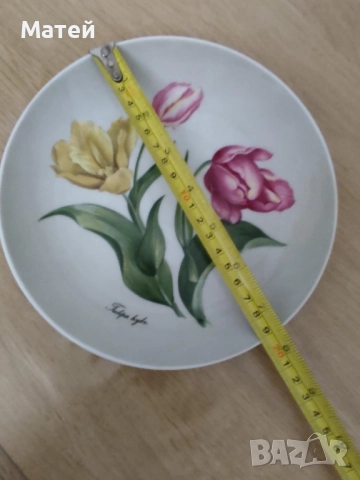 Порцеланови чинии за стена* Alka Kaiser* Лале* Ирис, снимка 2 - Чинии - 52260594