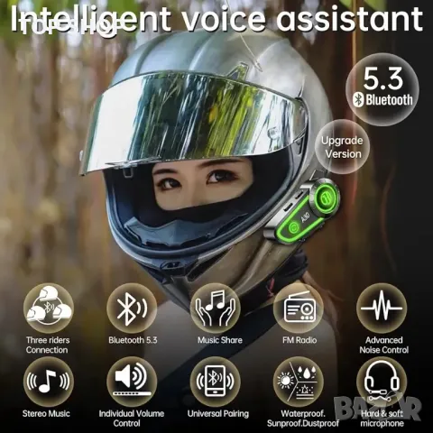 YYTFY Високоговорител за мотоциклетна каска Bluetooth слушалка Bluetooth слушалка, снимка 3 - Bluetooth слушалки - 48792542