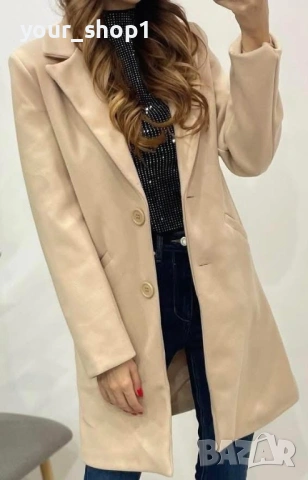 3 цвята дамско палто с хастар бежово розово светло синьо , снимка 6 - Палта, манта - 53148805