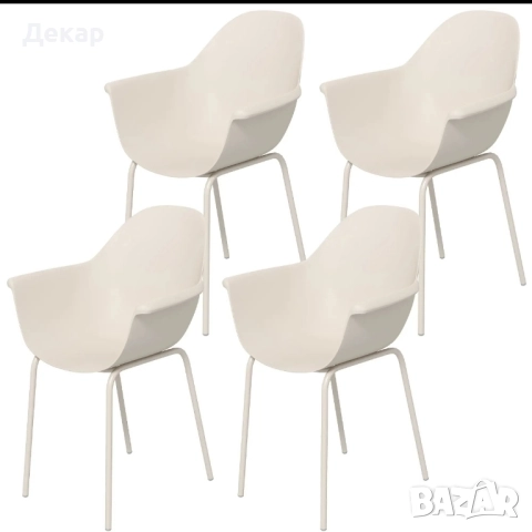 Комплект от 4 стола Outsunny, стомана, сиво, 59x55x84 см