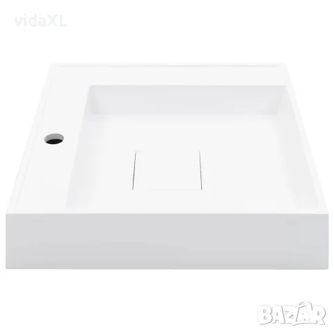 vidaXL Мивка, 50x50x12 см, минерална/мраморна отливка, бяла, снимка 4 - Мивки - 56146106