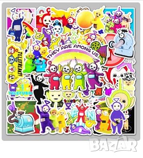 50 бр teletubbies Телетъбис Телетабис самозалепващи лепенки стикери за украса картонена торта, снимка 4 - Други - 31433096