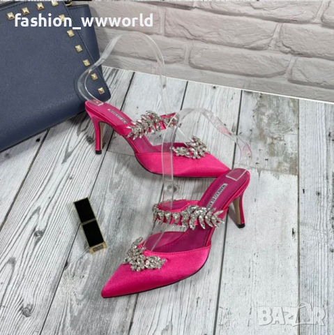 Дамски изискани чехли на ток MANOLO BLAHNIK - реплика, снимка 6 - Дамски обувки на ток - 36152324