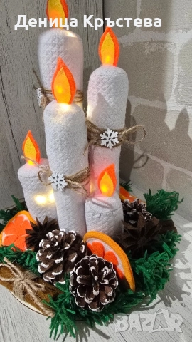 Коледни свещи от текстил , снимка 5 - Декорация за дома - 52421177