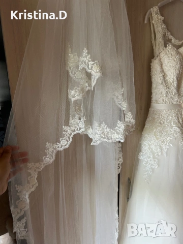 Булчинска рокля + воал , снимка 12 - Сватбени рокли - 53643079