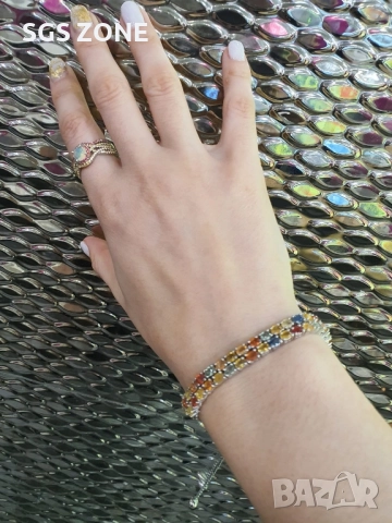 СРЕБЪРЕН ДВОЕН ПРЪСТЕН С ЦЕНТРАЛЕН ОПАЛ И САПФИР, снимка 4 - Пръстени - 52397582