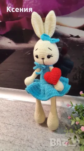 Подаръци за Св. Валентин, Плетена играчка Зайче-балерина, ръчно изработени,прекрасен подарък
