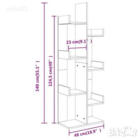 vidaXL Шкаф библиотека, дъб сонома, 48x25,5x140 см, инженерно дърво, снимка 7 - Шкафове - 56147876