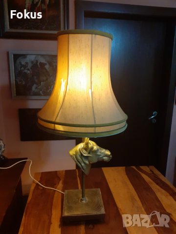 Уникална бронзова лампа кон глава статуетка фигура бронз