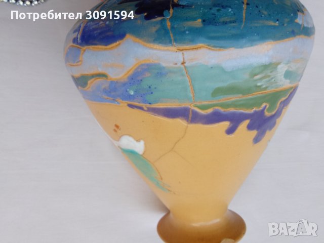 Ваза майолика подписана от автора -1930г, снимка 6 - Други ценни предмети - 41017757