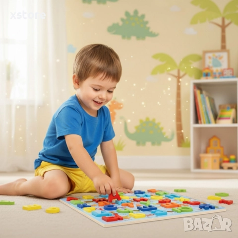 Дървена образователна дъска с руска азбука и животни - 910311, снимка 4 - Образователни игри - 52739330