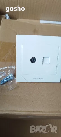 RJ45 мрежов адаптер+телевизионна антена коаксиален изход за монтаж на стена Гнездо за лицева плоча, снимка 2 - Мрежови адаптери - 56137586