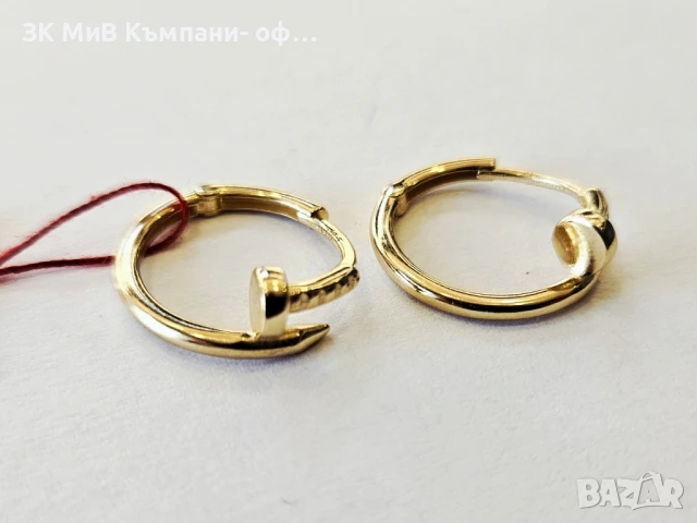 Златни обеци 2.5гр 02398-25/12 1,8см., снимка 2 - Обеци - 50497226