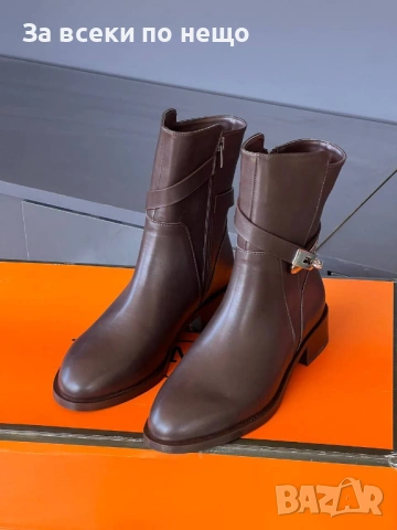 Hermes Дамски Кафеви Боти Хермес Код E1234, снимка 2 - Дамски боти - 53754807