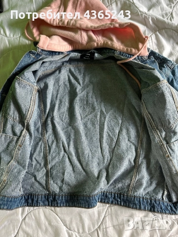 Дамско дънково яке Размер М с качулка, снимка 2 - Якета - 52617633