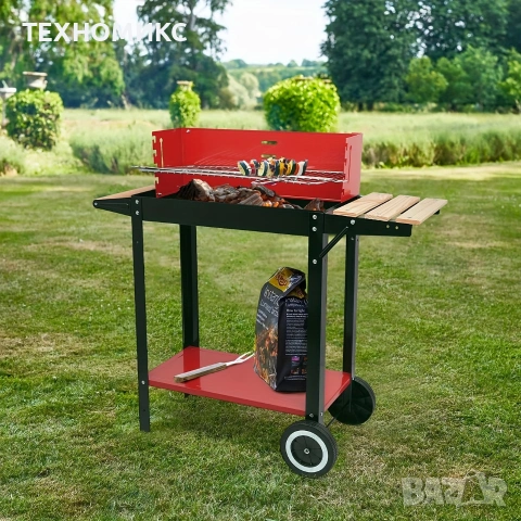 Скара на дървени въглища, 4 степени на височина, с колела+ прибори, снимка 9 - Други стоки за дома - 53800193