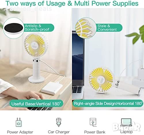 Нов Преносим вентилатор за дом, офис, пътуване къмпинг с USB Акумулаторен , снимка 4 - Друга електроника - 40844816