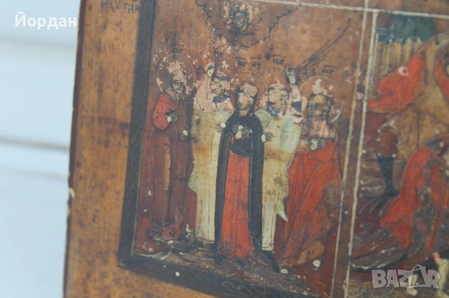 Руска празнична икона, снимка 14 - Антикварни и старинни предмети - 50772400