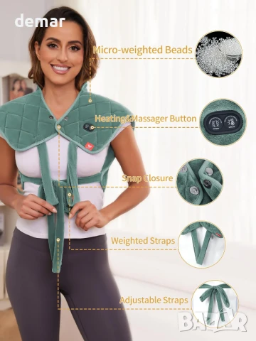 Безжична нагревателна подложка Vofuoti за врата и раменете, претеглена, 33,2x25,8x10,1 см; 1,14 кг, снимка 3 - Масажори - 51404127