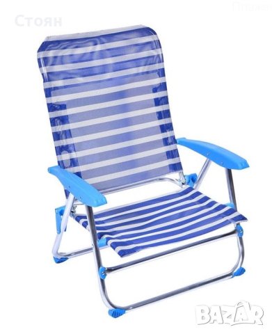 Плажен стол със сини райета 67x57x75 см