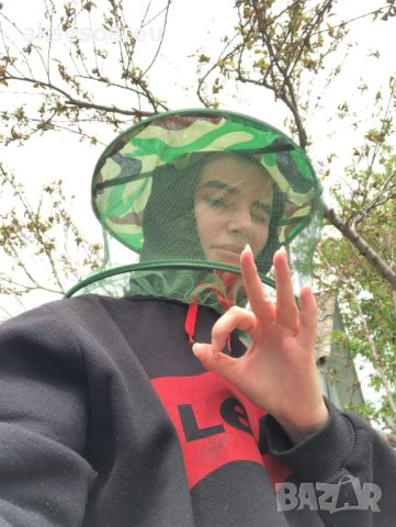 Предпазно було за защита от комари и пчели Камуфлажна риболовна мрежеста шапка с широка периферия ко, снимка 15 - Екипировка - 41599093