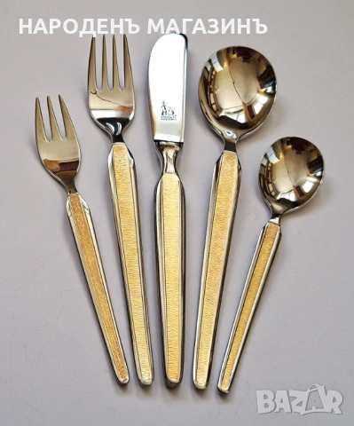LUXADOR - SOLINGEN - Немски позлатени прибори за хранене сервиз за 6 човека нож ножове вилици лъжици, снимка 5 - Други ценни предмети - 53341880
