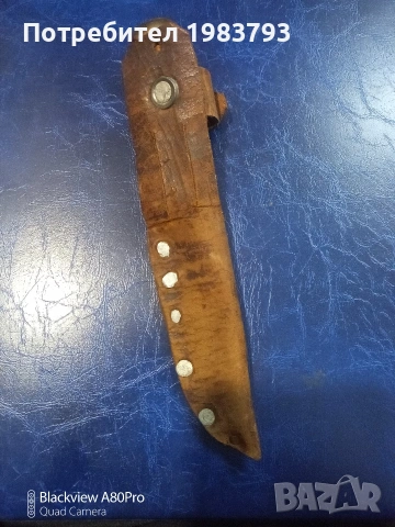 Стар нож с кожена кания и интересна форма., снимка 6 - Ножове - 53456924