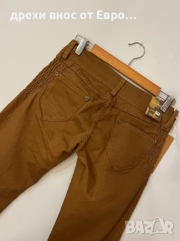 Дамски памучен кафяв панталон с намачкан ефект, снимка 5 - Панталони - 49312122