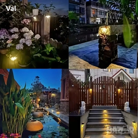 Комплект от 4 броя соларни LED лампи за стълби и огради – Водоустойчиви IP44, топла светлина, снимка 6 - Соларни лампи - 53842911