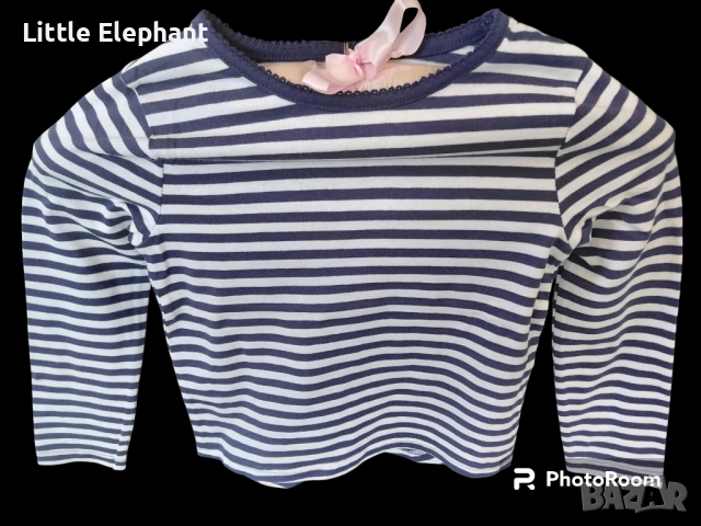 Блузка с дълъг ръкав за 3-4 год мом тъмно синьо и бяло средно райе,Англия/нова