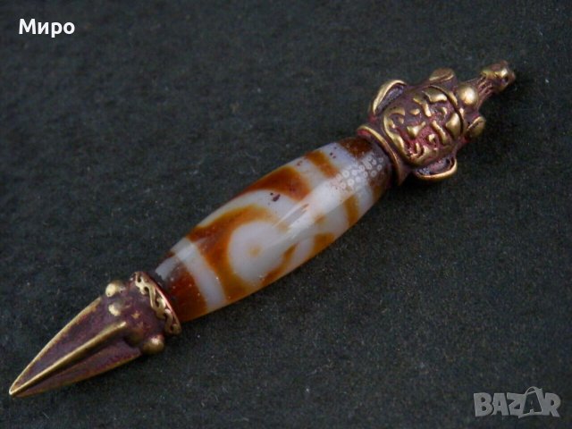 ''ДВЕ ОЧИ" ЕСТЕСТВЕН АХАТ ТИБЕТ НЕПАЛ МЕДАЛЬОН ТАЛИСМАН АМУЛЕТ, снимка 5 - Колиета, медальони, синджири - 42026130