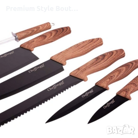 Комплект ножове Cheffinger – 8 части със стойка, точило и ножица за подредена и удобна кухня, снимка 9 - Други - 53613857