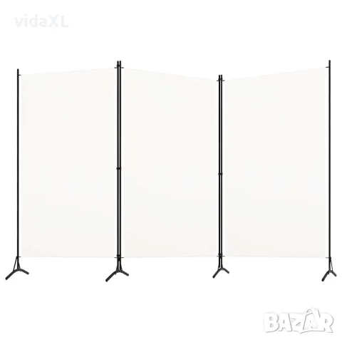 vidaXL Параван за стая, 3 панела, бял, 260x180 см, плат