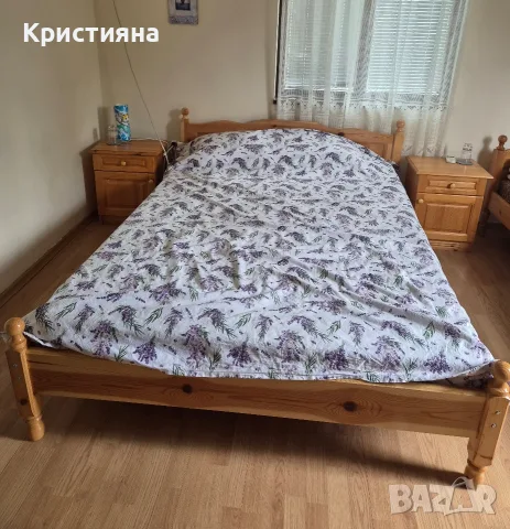 Дървена спалня + матрак и две нощни шкафчета