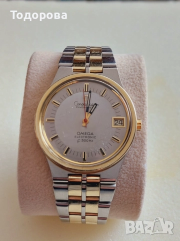 Мъжки Часовник Омега,злато стомана ,Omega Constellation-швейцарски електромеханичен часовник 1970