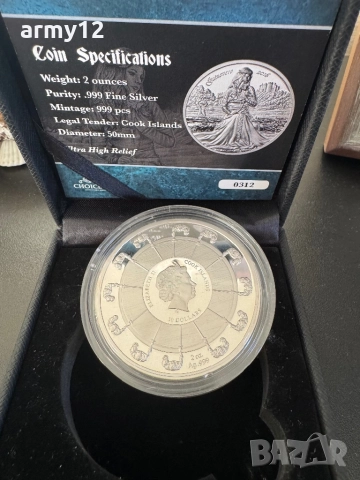 Сребърна монета 2oz., снимка 2 - Нумизматика и бонистика - 52105967