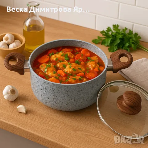 Тенджера Voltz Siena, Мраморно каменно керамично покритие, снимка 4 - Съдове за готвене - 50198253