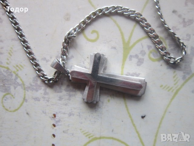 Страхотна верижка верига със стоманен кръст , снимка 3 - Колиета, медальони, синджири - 34780629
