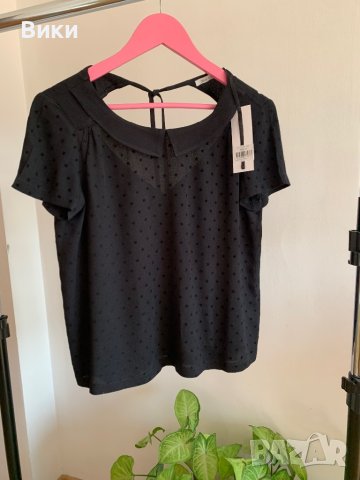 Нова черна блуза размер S, снимка 2 - Тениски - 41328743