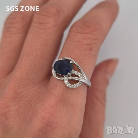 СРЕБЪРЕН ПРЪСТЕН СЪС СИН САПФИР, РУБИН, ИЗУМРАД И ТАЙЛАНД, снимка 5 - Пръстени - 52316434