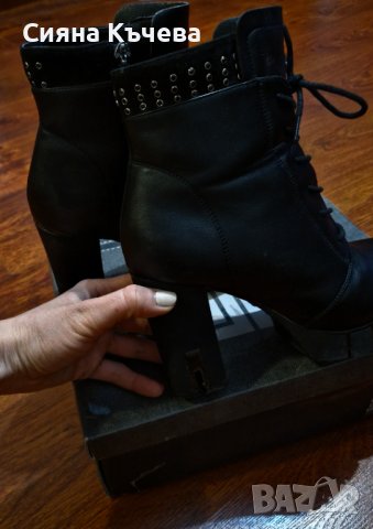 Дамски кожени боти на ток, снимка 3 - Дамски боти - 44341269
