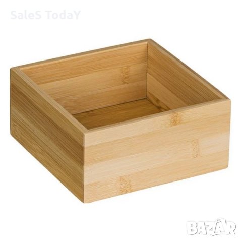 Бамбукова кутия за съхранение на чай, билки, кафе, 15*15*7см.