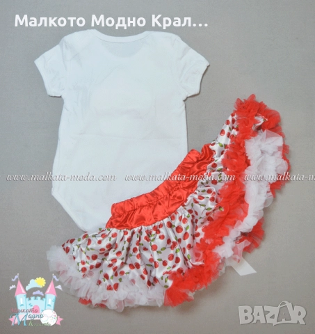 Комплект "Череши" боди, поличка, пантофки и лента за коса, снимка 4 - Комплекти за бебе - 51452405