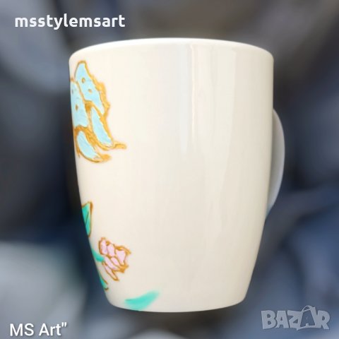 Ръчно рисувана порцеланова чаша, снимка 4 - Чаши - 35874408